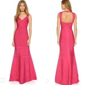 Herve Leger Camilla Pink Sweetheart Bandage Mermaid Long Dress size M
